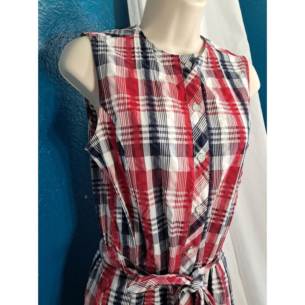 Brooks Brothers Red Fleece Plaid Sleeveless Dress Size 6 Red White Navy - Picture 4 of 14
